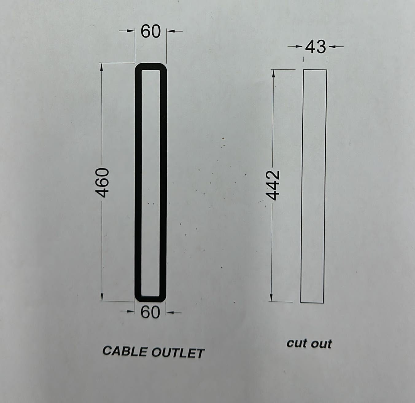 MCA-131 Size 460*60mm Table Grommet Cable Caps