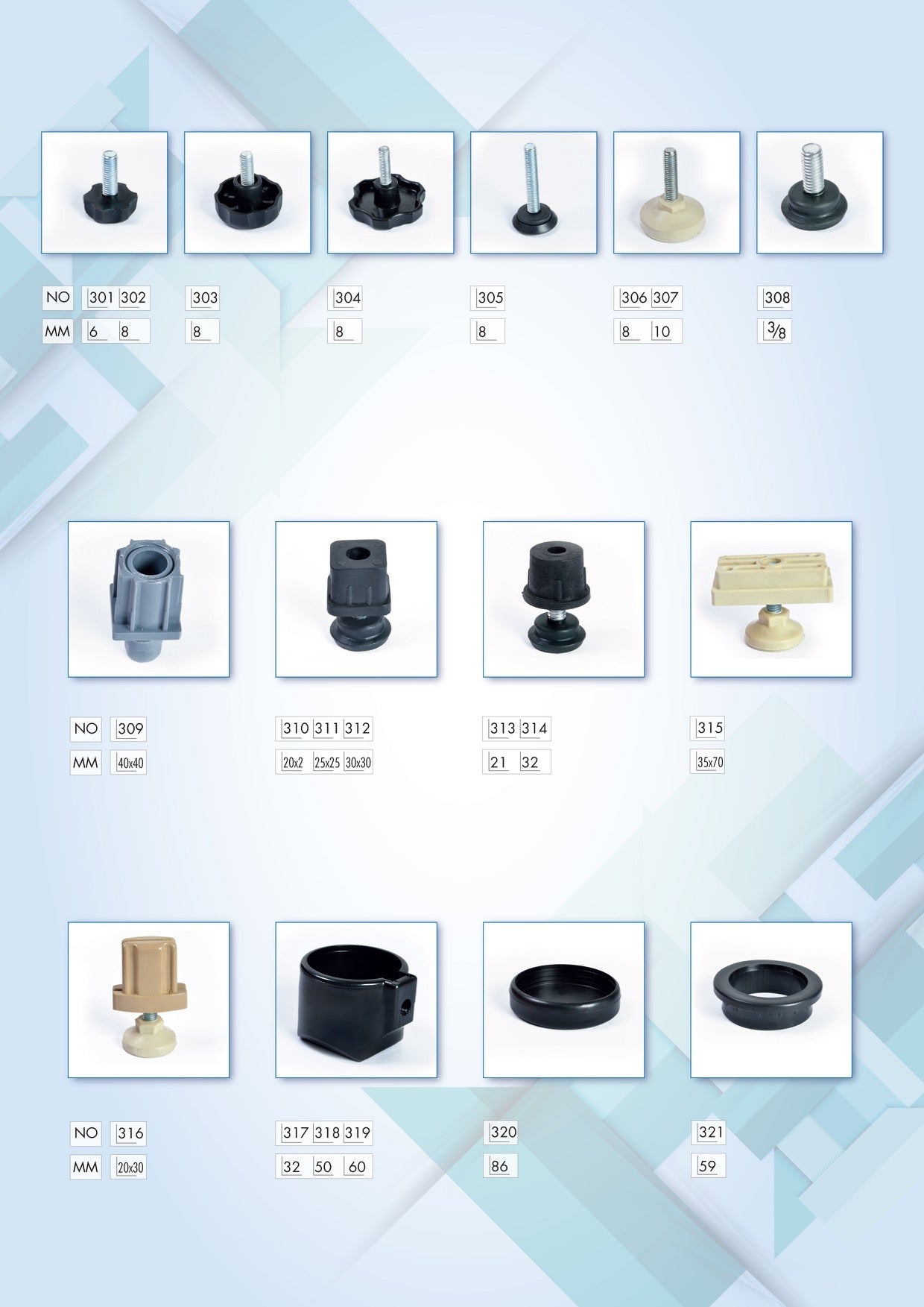 MODEL MT-311 size 25*25mm Threaded plastic square Tube insert Plug for steel tube