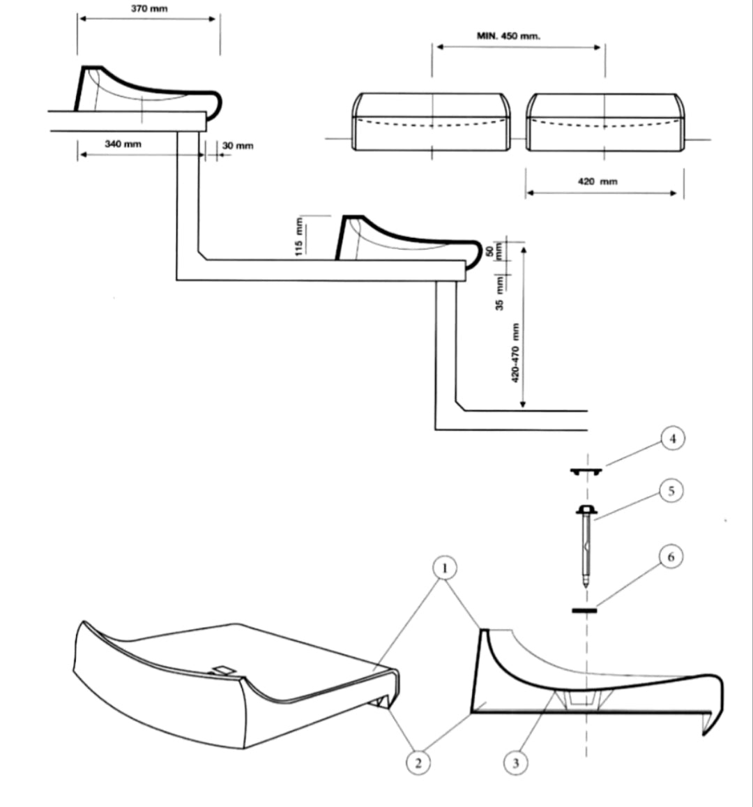 Backless Stadium seat MT-2041 (telescopic or dismountable)