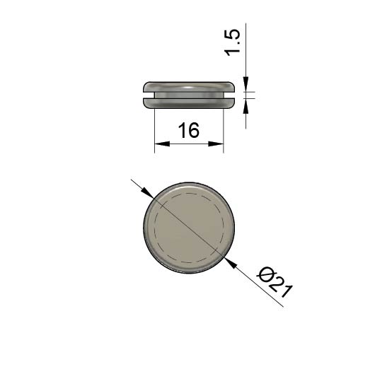MHC-503 Size 16 mm Cable Entry Closed Blind Grommet
