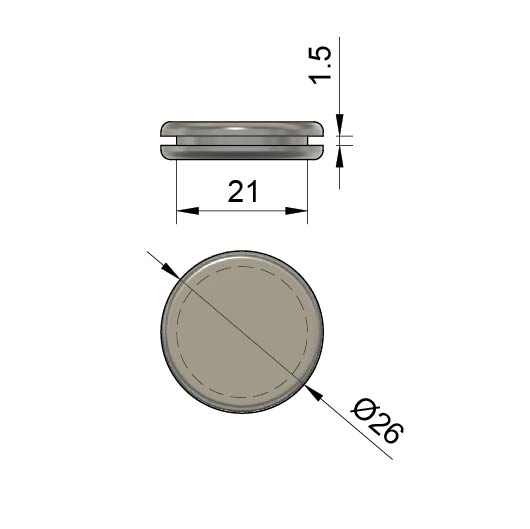 MHC-505 Size 20 mm Cable Entry Closed Blind Grommet