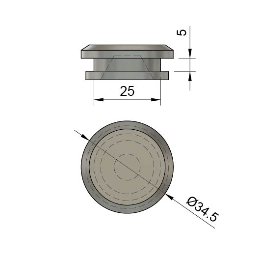 MHC-507 Size 25 mm Cable Entry Closed Blind Grommet