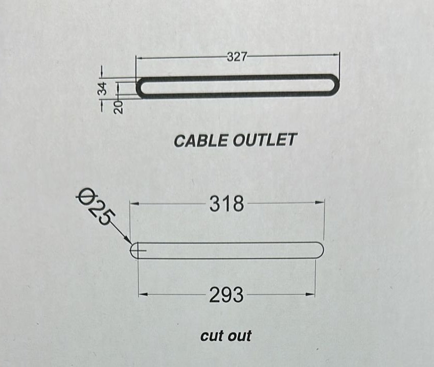 MCA-132 Size 327*34mm Table Grommet Cable Caps