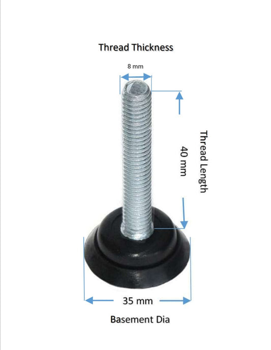 MODEL MT-305 SIZE 8*40mm ADJUSTABLE LEVELER FOOT GLIDE