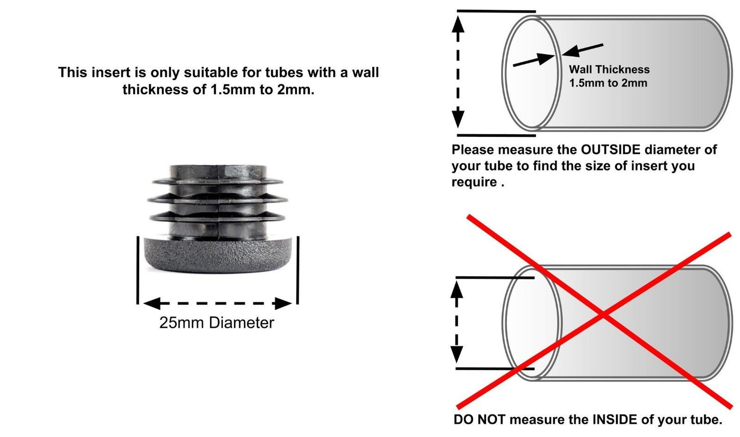 ROUND RIBBED INSERTS END CAPS FOR DESKS, TABLES & CHAIR LEGS