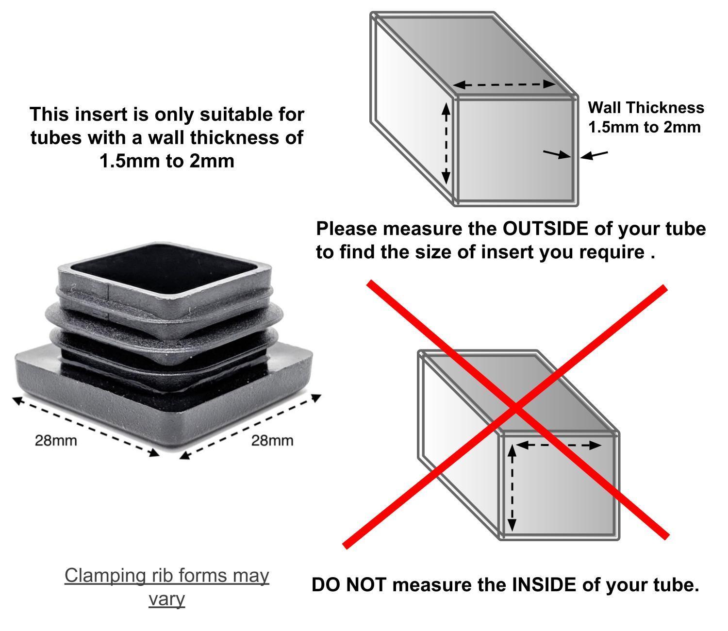 Square RIBBED INSERTS END CAPS 